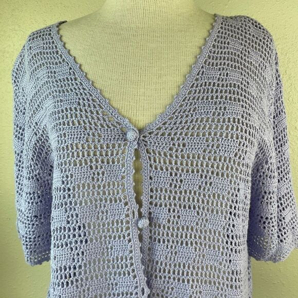 JM Collection Lavender Loose Kit Cardigan Top EUC - Picture 2 of 7